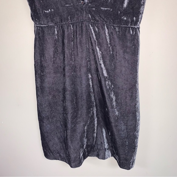 🆕 FREE PEOPLE Velvet Mini Dress Women’s Medium Gray Plunge V Neck Boho Jumper - Picture 5 of 10